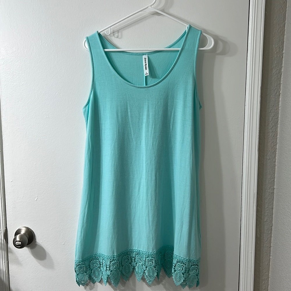 Blue Tunic with Lace Detail | Size L